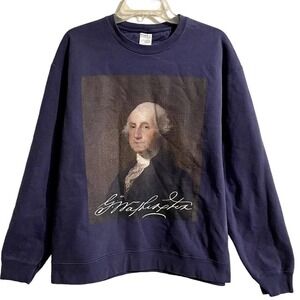 Port And Company Sweatshirt Size XL Blue Vintage Graphic Crew Neck President …